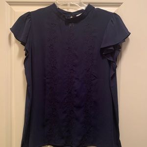 LOFT Blue Embroidered Shirt